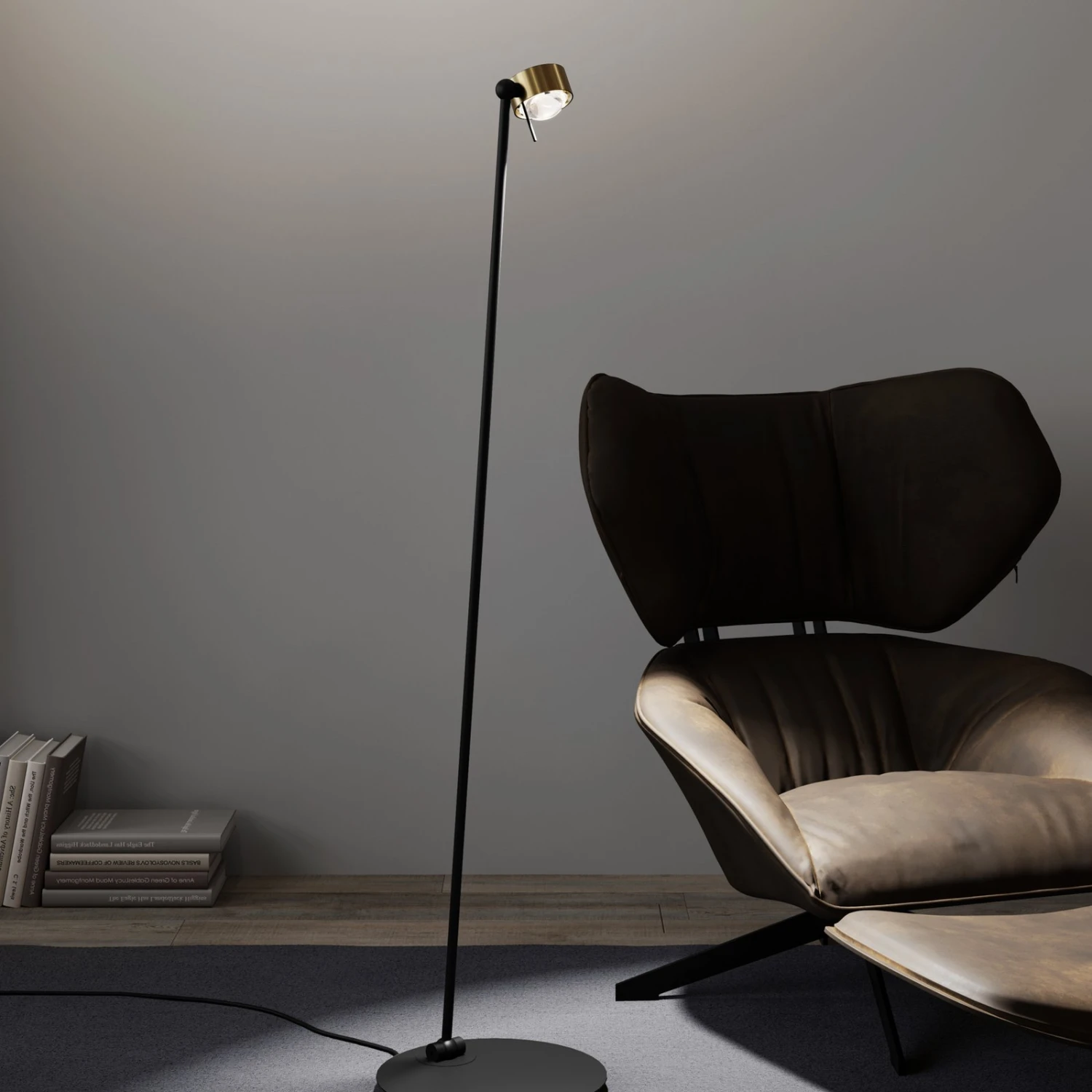 Puk! 80 Floor LED Linsen klar/matt messing/schwarz Puk! 80 Floor LED Linsen Klar/matt Messing/schwarz -Top Light 10010736 1