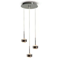 LED-Hängeleuchte Puk Drop Trio, Nickel Matt