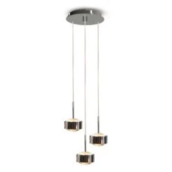 LED-Pendelleuchte Puk Maxx Drop Trio, Chrom Matt