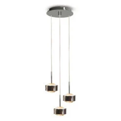 LED-Pendelleuchte Puk Maxx Drop Trio, Nickel Matt